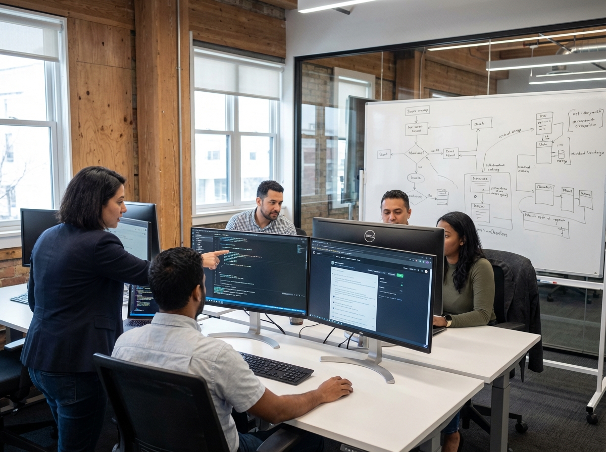 CTO working with team